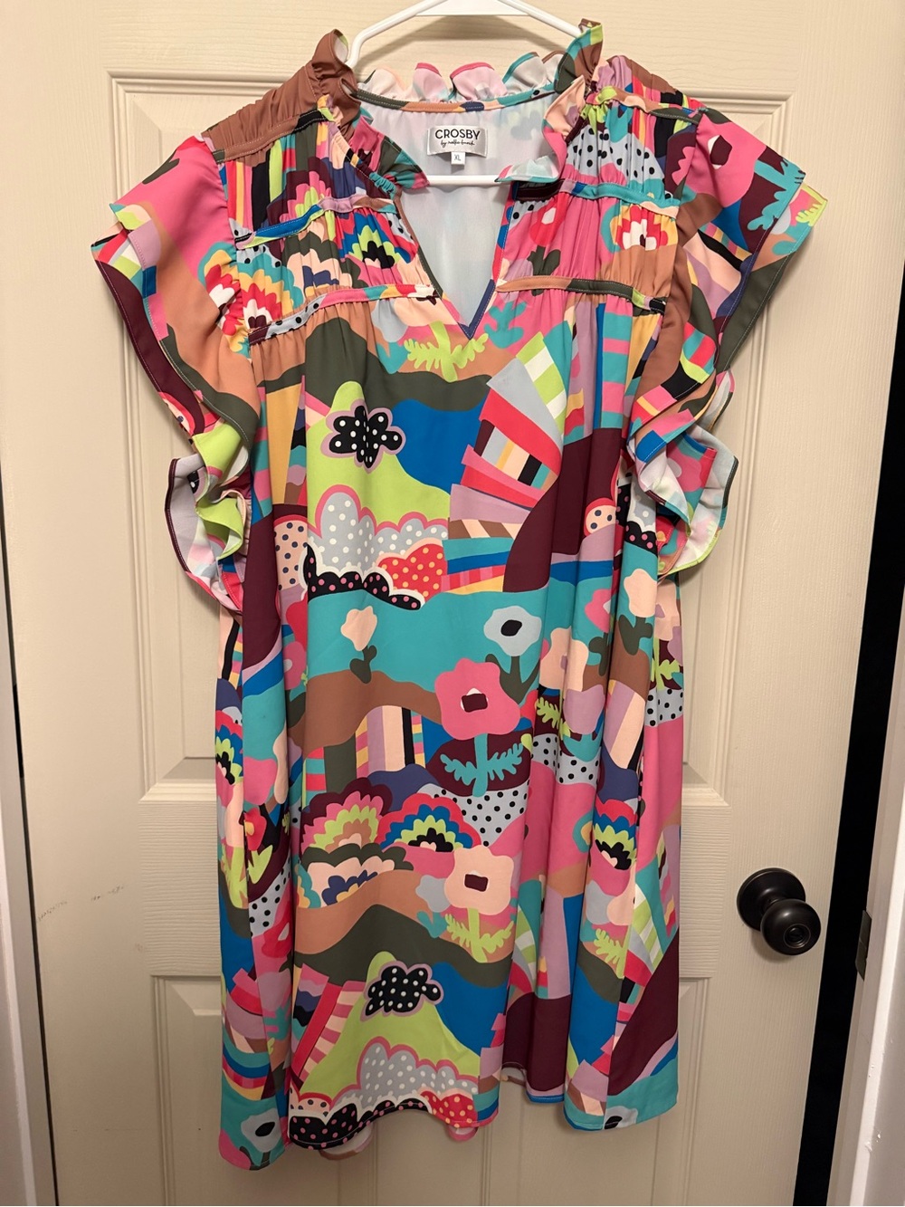 Crosby by Mollie Burch Multicolor Floral Print Ruffle Sleeve Dress
